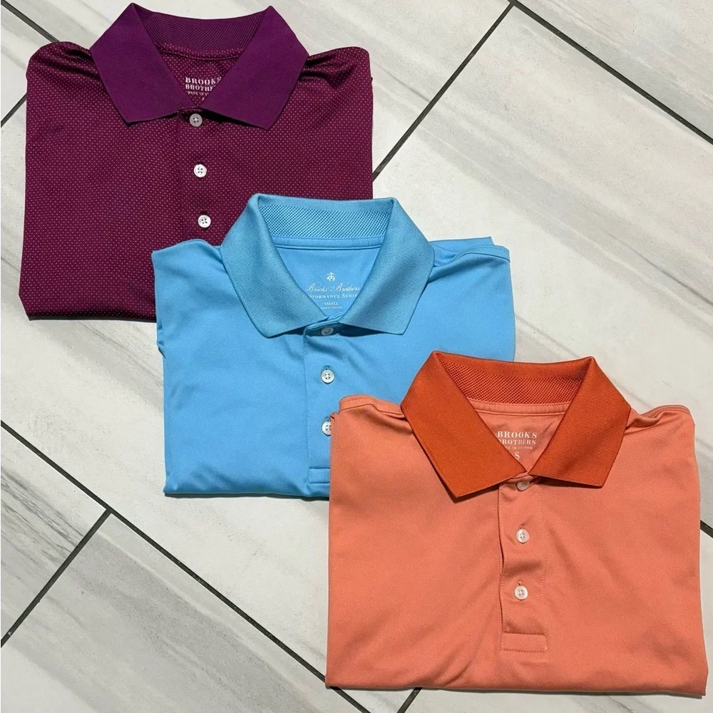 Brooks Brothers Men's Polo Shirt Light Blue Performance Series Golf Stretch | S